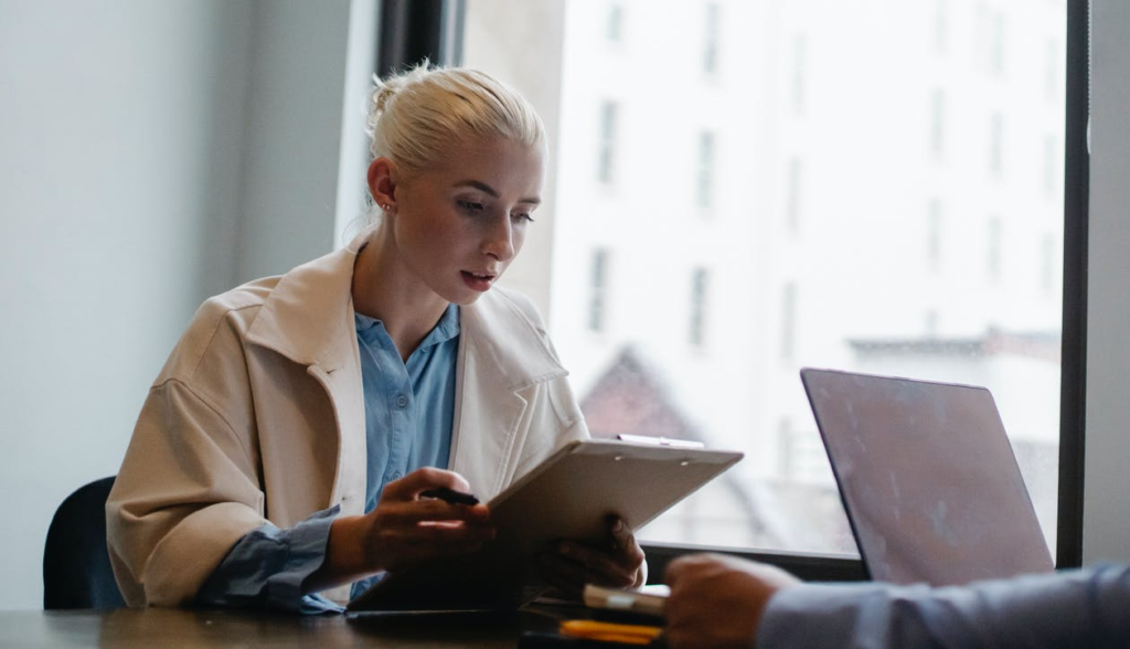 Woman checking the final payroll