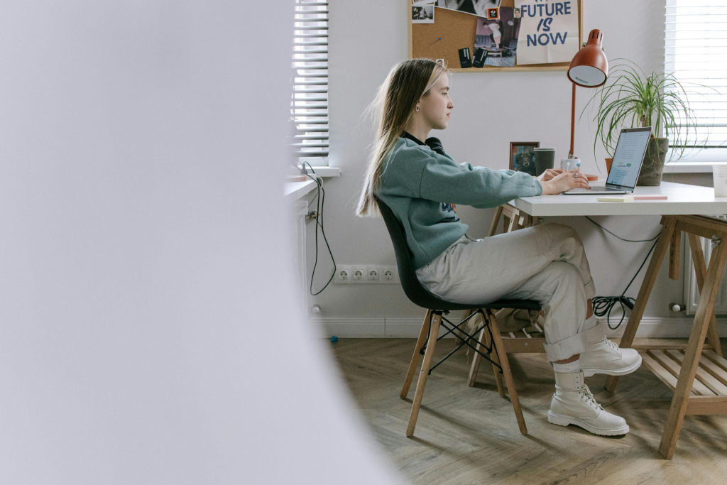 A woman doing remote work