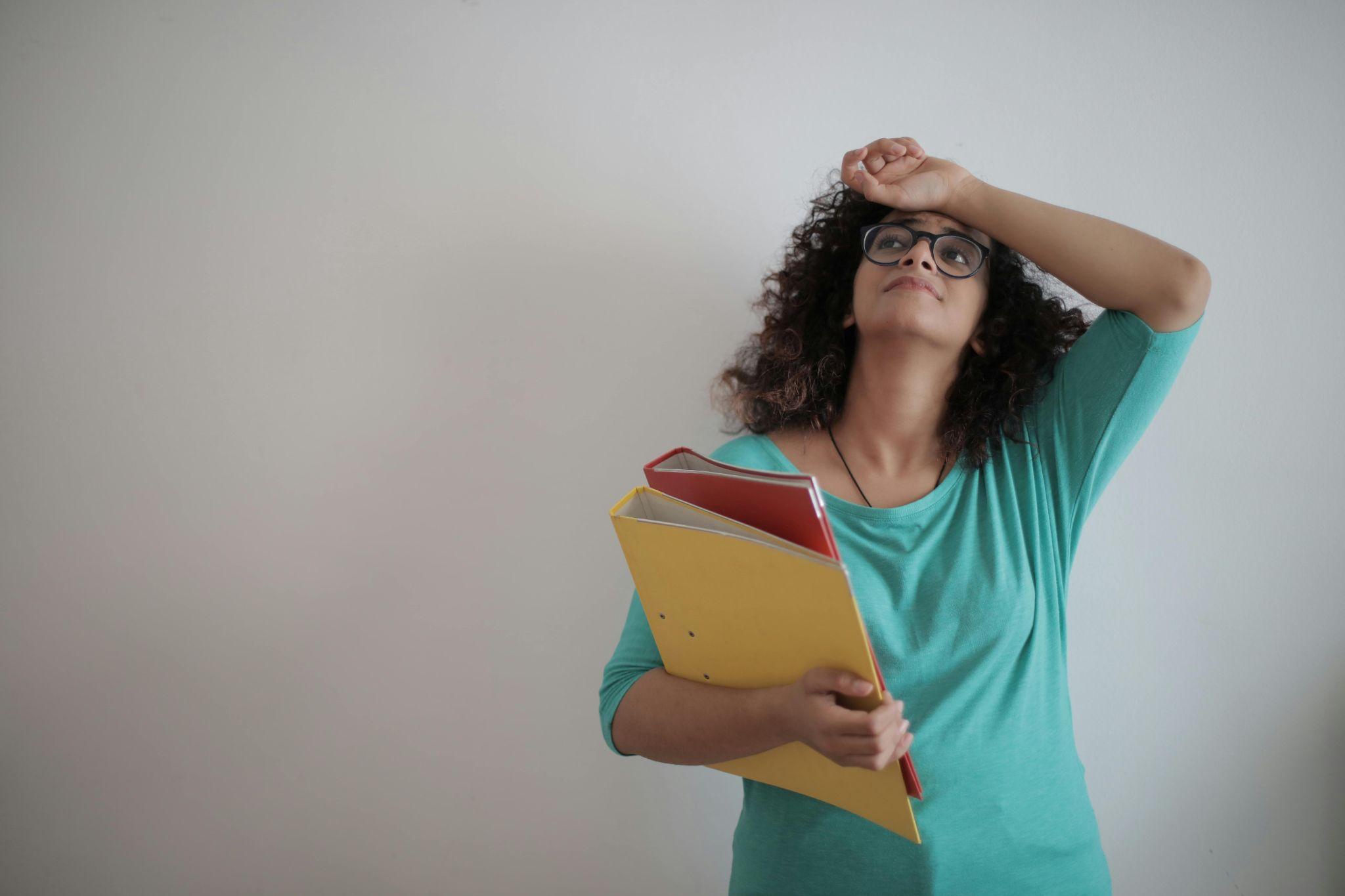 An overworked female entrepreneur