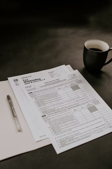 withholding tax document on a table