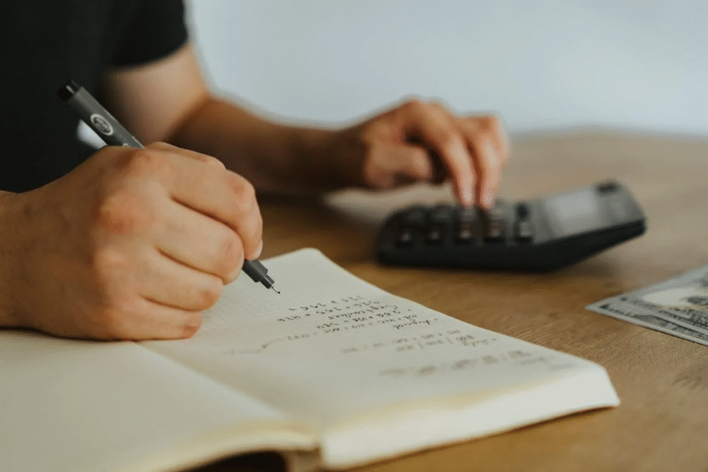 A person calculating taxes