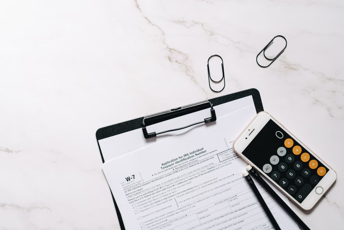 This photo shows some tax documents.
